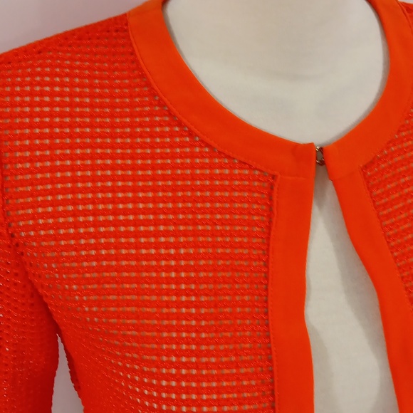 Joseph Ribkoff Orange Open Knit Cardigan - Picture 3 of 4